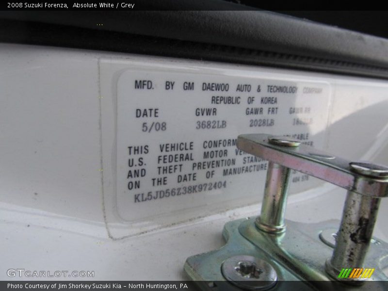 Absolute White / Grey 2008 Suzuki Forenza