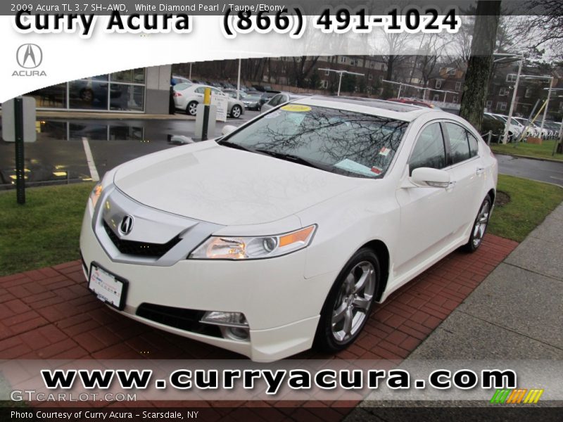 White Diamond Pearl / Taupe/Ebony 2009 Acura TL 3.7 SH-AWD