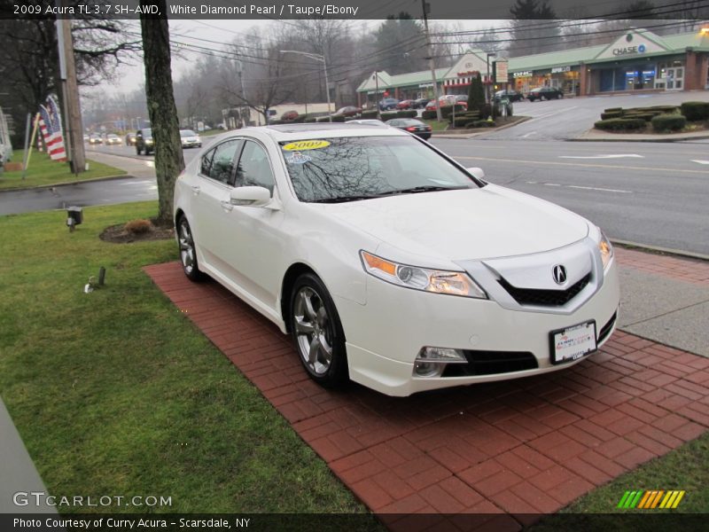 White Diamond Pearl / Taupe/Ebony 2009 Acura TL 3.7 SH-AWD