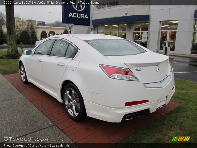 White Diamond Pearl / Taupe/Ebony 2009 Acura TL 3.7 SH-AWD
