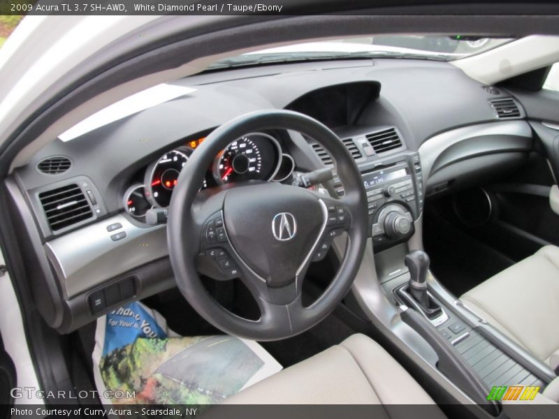White Diamond Pearl / Taupe/Ebony 2009 Acura TL 3.7 SH-AWD