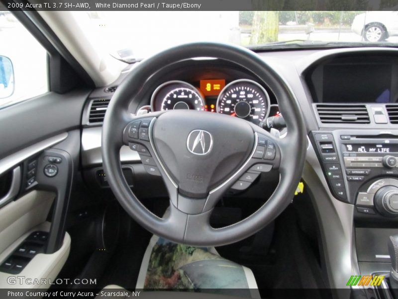 White Diamond Pearl / Taupe/Ebony 2009 Acura TL 3.7 SH-AWD