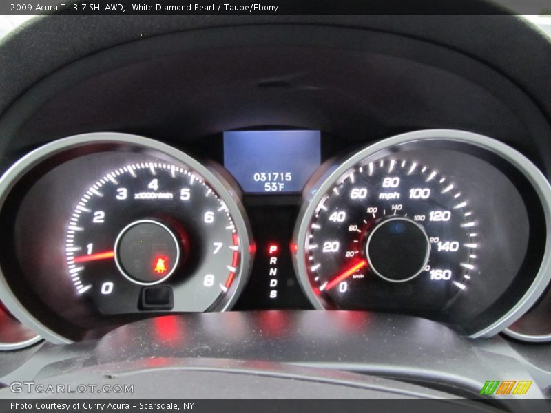 White Diamond Pearl / Taupe/Ebony 2009 Acura TL 3.7 SH-AWD