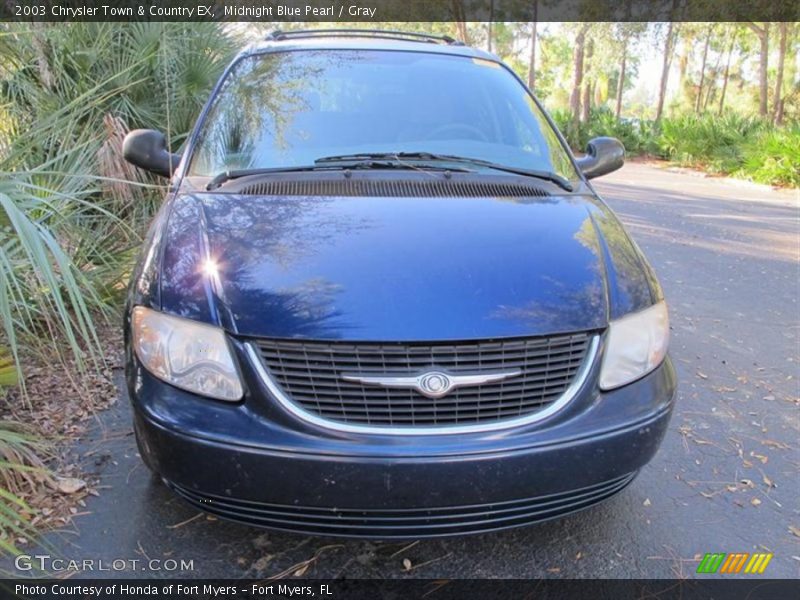 Midnight Blue Pearl / Gray 2003 Chrysler Town & Country EX
