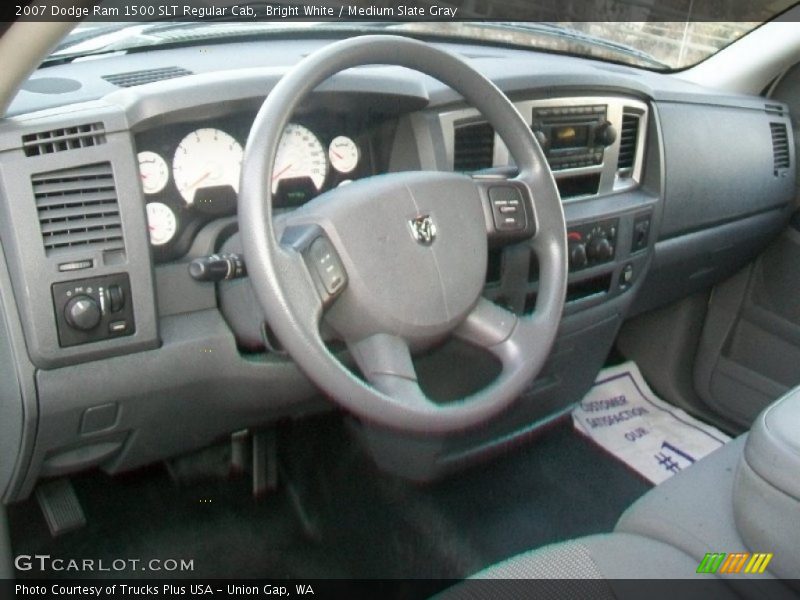 Bright White / Medium Slate Gray 2007 Dodge Ram 1500 SLT Regular Cab