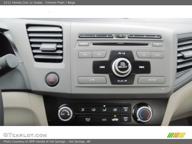 Crimson Pearl / Beige 2012 Honda Civic LX Sedan