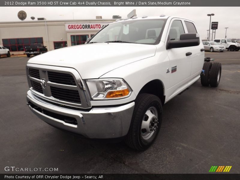 Bright White / Dark Slate/Medium Graystone 2012 Dodge Ram 3500 HD ST Crew Cab 4x4 Dually Chassis