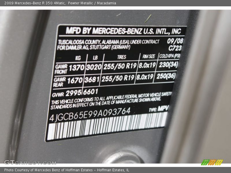 Pewter Metallic / Macadamia 2009 Mercedes-Benz R 350 4Matic