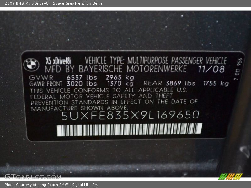 Space Grey Metallic / Beige 2009 BMW X5 xDrive48i