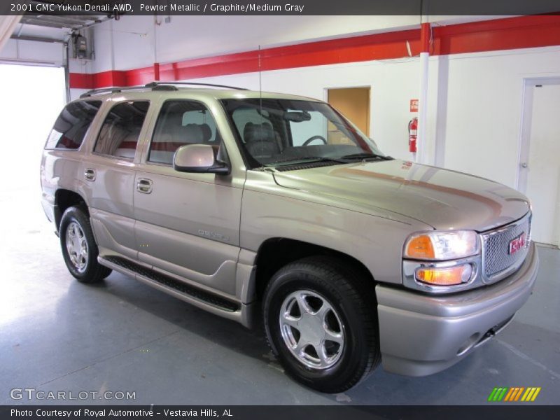 Pewter Metallic / Graphite/Medium Gray 2001 GMC Yukon Denali AWD