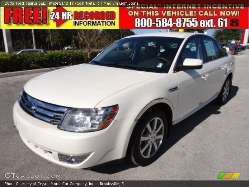 White Sand Tri-Coat Metallic / Medium Light Stone 2009 Ford Taurus SEL