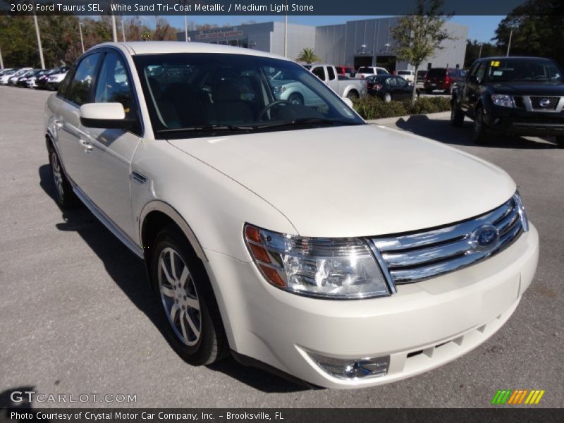 White Sand Tri-Coat Metallic / Medium Light Stone 2009 Ford Taurus SEL