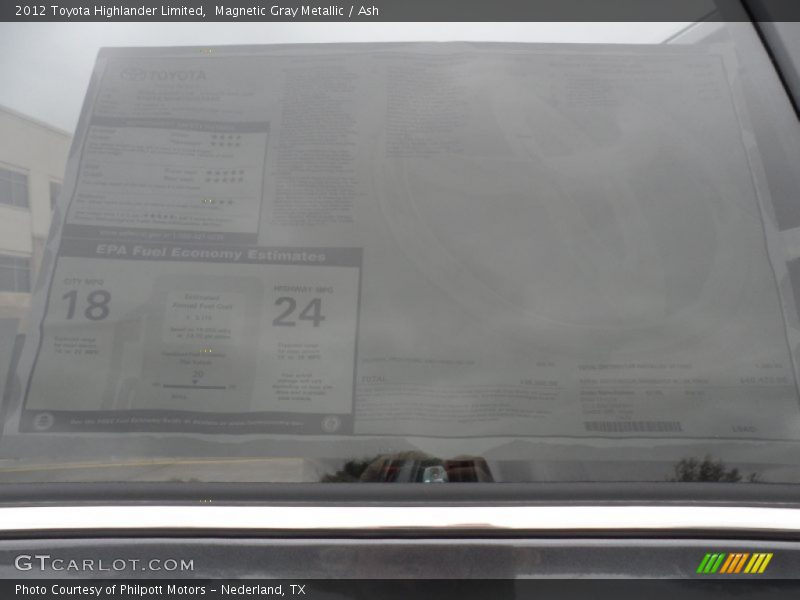 Magnetic Gray Metallic / Ash 2012 Toyota Highlander Limited