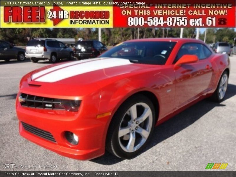 Inferno Orange Metallic / Black/Inferno Orange 2010 Chevrolet Camaro SS Coupe