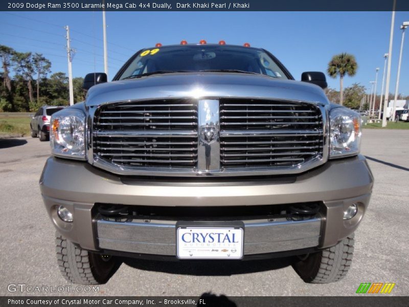 Dark Khaki Pearl / Khaki 2009 Dodge Ram 3500 Laramie Mega Cab 4x4 Dually