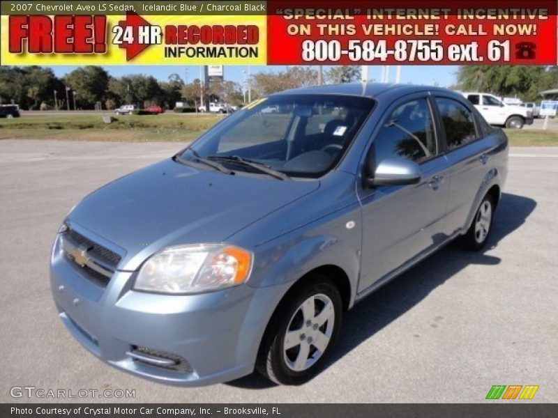 Icelandic Blue / Charcoal Black 2007 Chevrolet Aveo LS Sedan