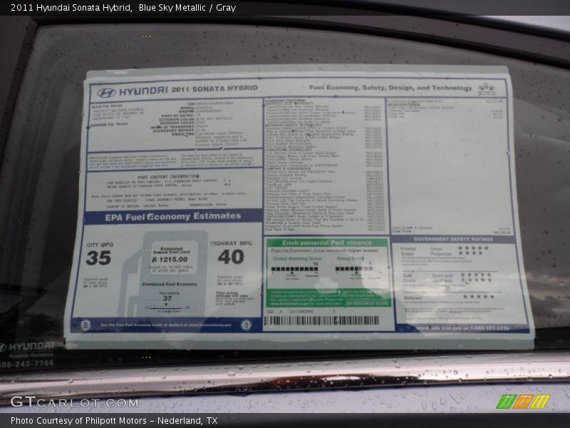 Blue Sky Metallic / Gray 2011 Hyundai Sonata Hybrid