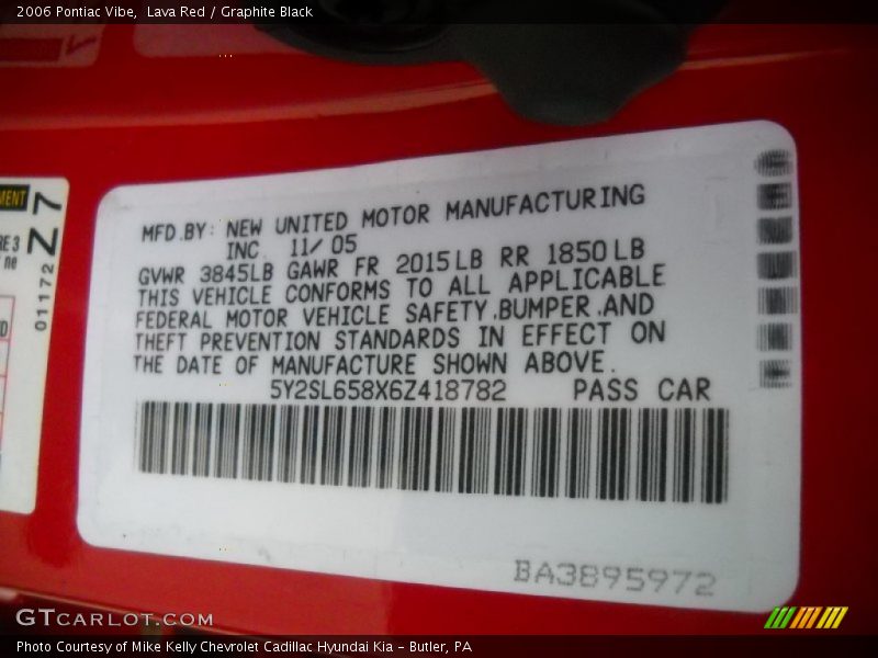 Lava Red / Graphite Black 2006 Pontiac Vibe