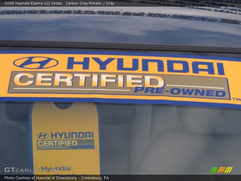 Carbon Gray Metallic / Gray 2008 Hyundai Elantra GLS Sedan