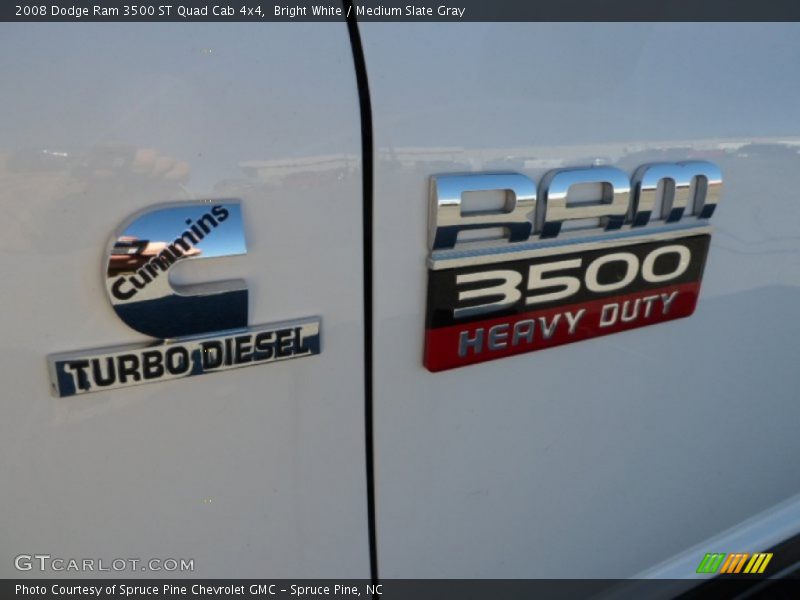 Bright White / Medium Slate Gray 2008 Dodge Ram 3500 ST Quad Cab 4x4