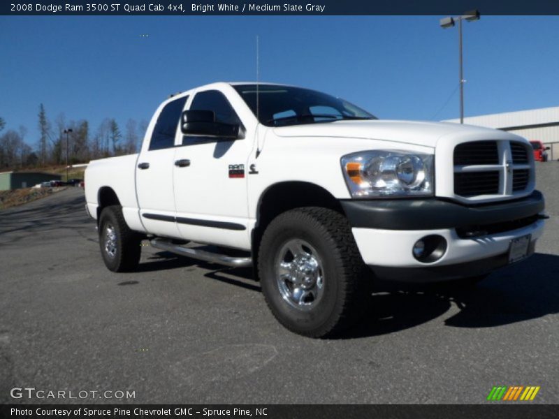 Bright White / Medium Slate Gray 2008 Dodge Ram 3500 ST Quad Cab 4x4