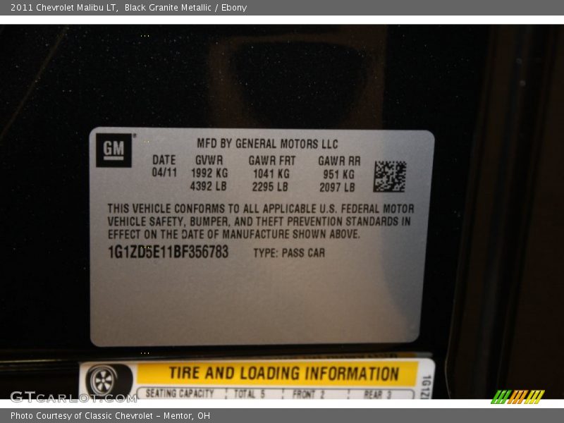 Black Granite Metallic / Ebony 2011 Chevrolet Malibu LT