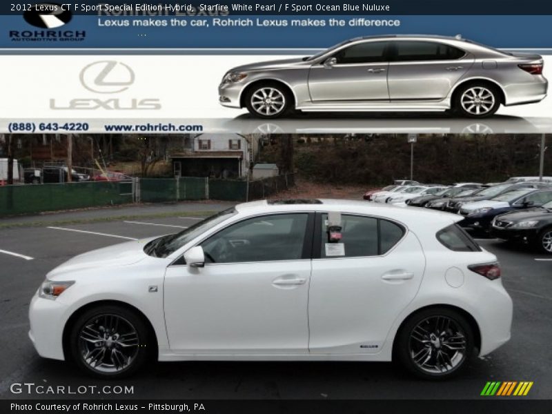 Starfire White Pearl / F Sport Ocean Blue Nuluxe 2012 Lexus CT F Sport Special Edition Hybrid