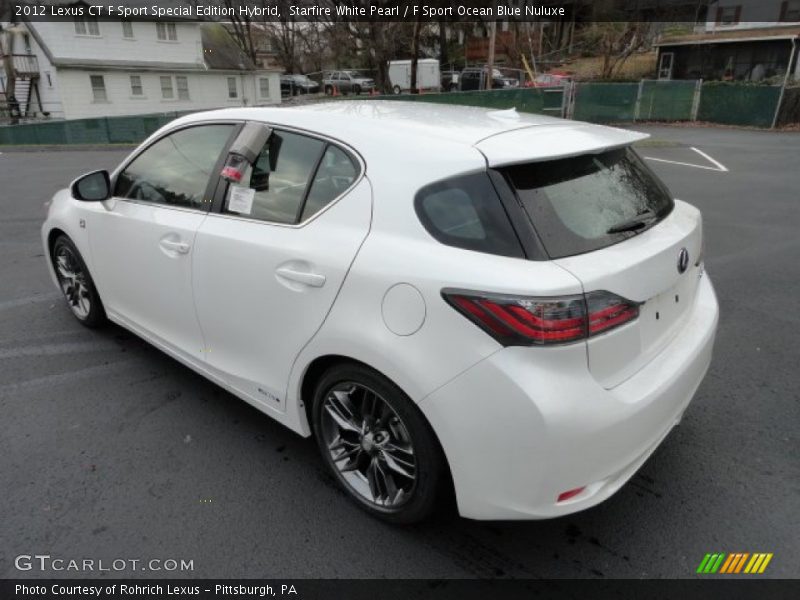 Starfire White Pearl / F Sport Ocean Blue Nuluxe 2012 Lexus CT F Sport Special Edition Hybrid