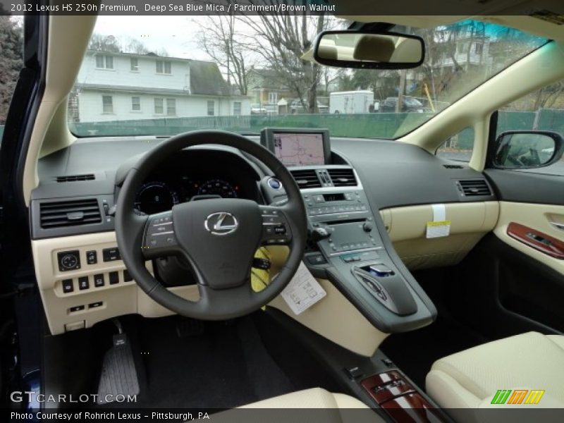 Deep Sea Blue Mica / Parchment/Brown Walnut 2012 Lexus HS 250h Premium
