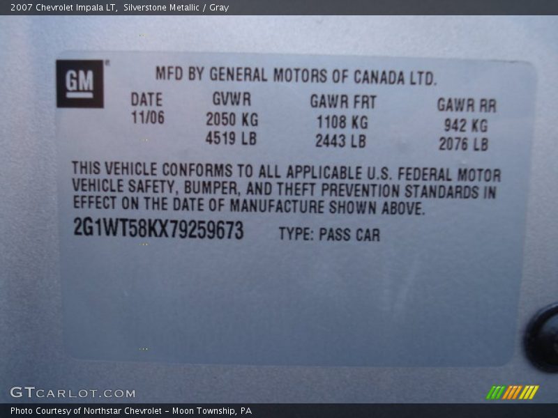 Silverstone Metallic / Gray 2007 Chevrolet Impala LT