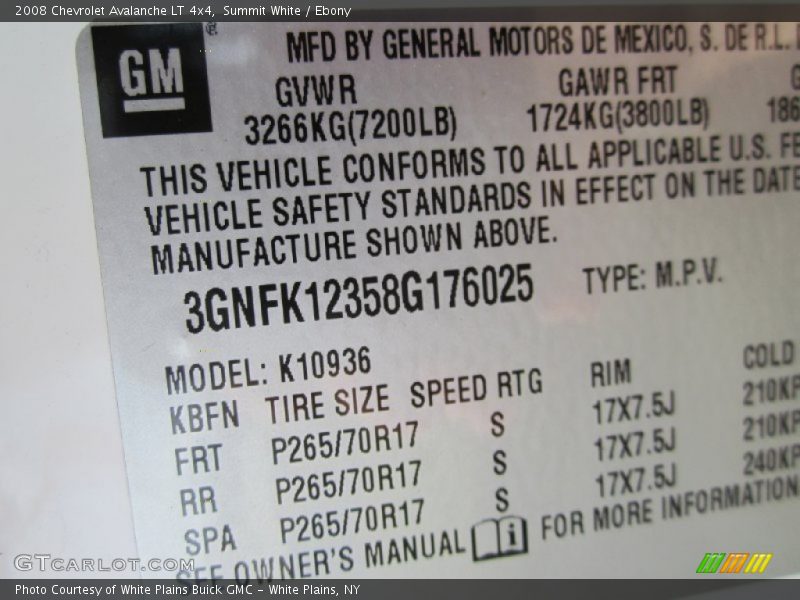 Summit White / Ebony 2008 Chevrolet Avalanche LT 4x4
