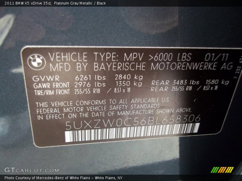 Platinum Gray Metallic / Black 2011 BMW X5 xDrive 35d