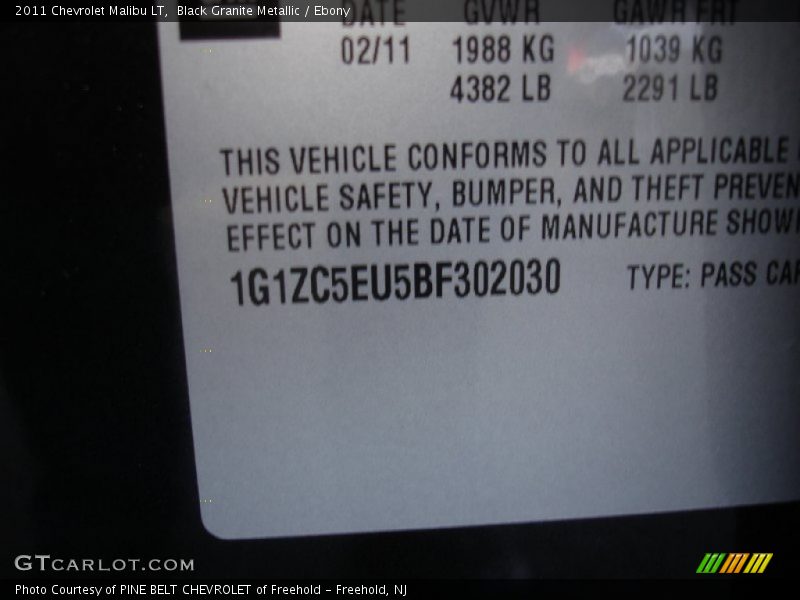Black Granite Metallic / Ebony 2011 Chevrolet Malibu LT