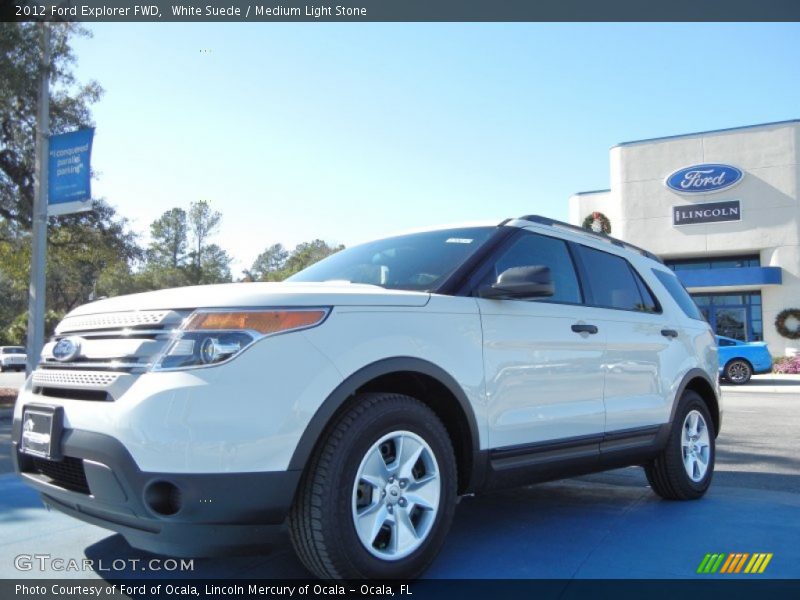White Suede / Medium Light Stone 2012 Ford Explorer FWD