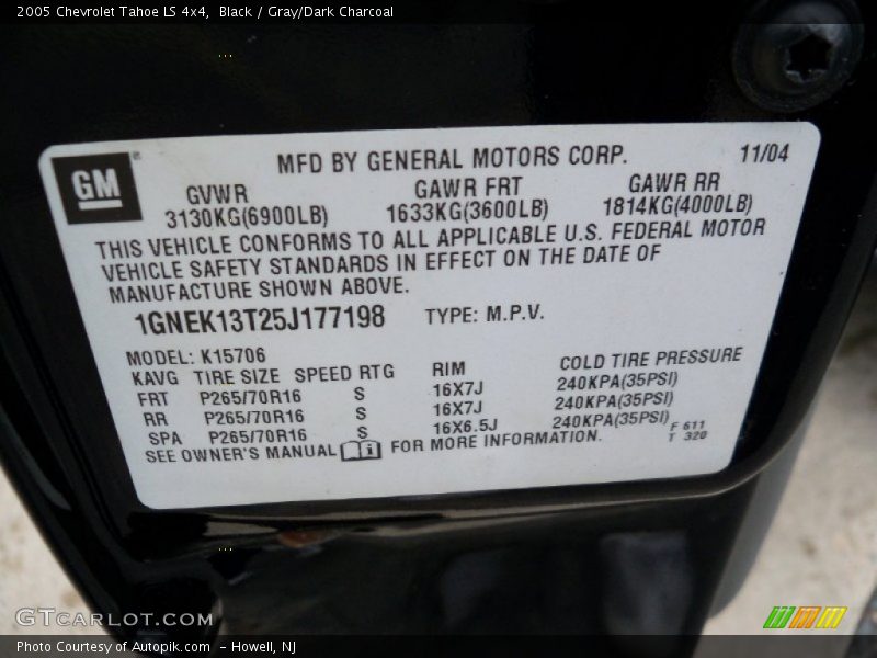 Black / Gray/Dark Charcoal 2005 Chevrolet Tahoe LS 4x4