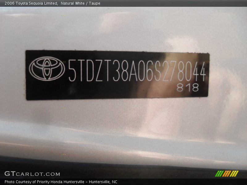 Natural White / Taupe 2006 Toyota Sequoia Limited