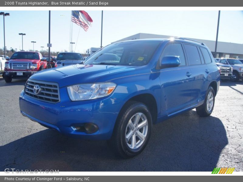 Blue Streak Metallic / Sand Beige 2008 Toyota Highlander