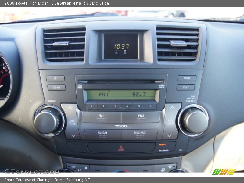 Blue Streak Metallic / Sand Beige 2008 Toyota Highlander