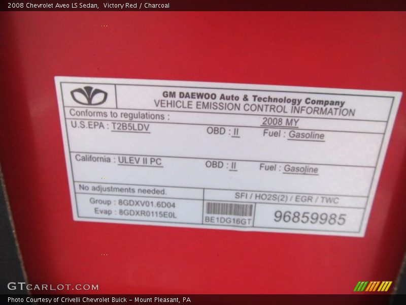 Victory Red / Charcoal 2008 Chevrolet Aveo LS Sedan