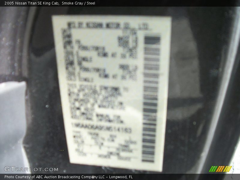 Smoke Gray / Steel 2005 Nissan Titan SE King Cab