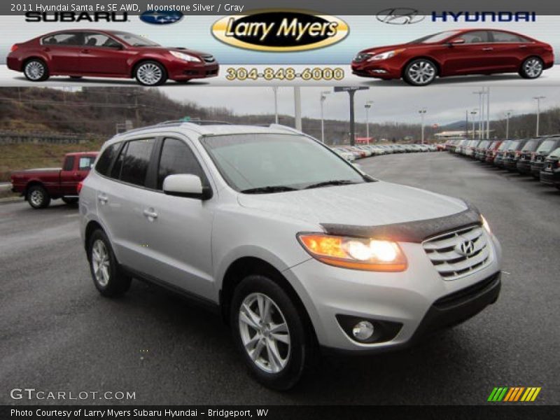 Moonstone Silver / Gray 2011 Hyundai Santa Fe SE AWD