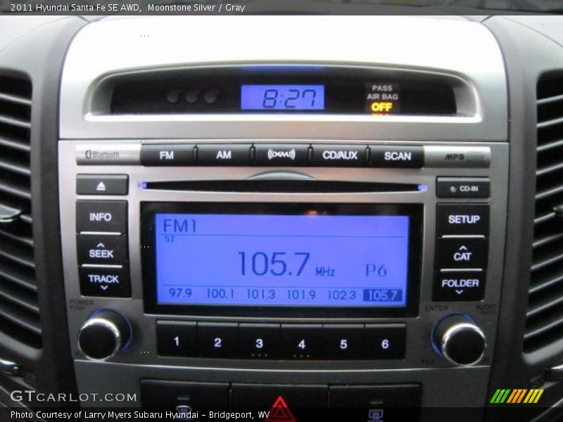 Moonstone Silver / Gray 2011 Hyundai Santa Fe SE AWD