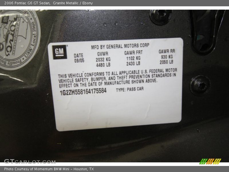 Granite Metallic / Ebony 2006 Pontiac G6 GT Sedan