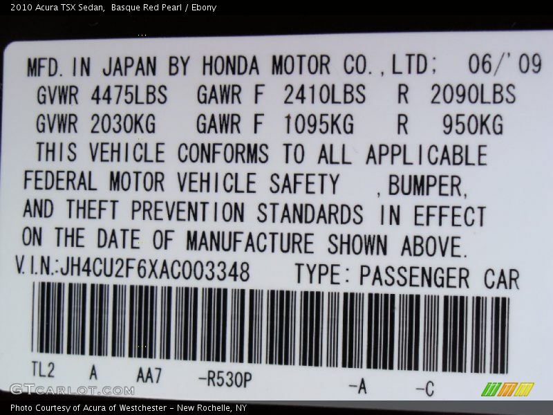 Basque Red Pearl / Ebony 2010 Acura TSX Sedan