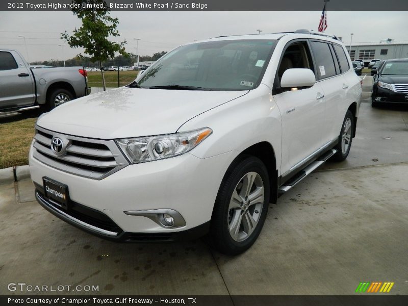 Blizzard White Pearl / Sand Beige 2012 Toyota Highlander Limited