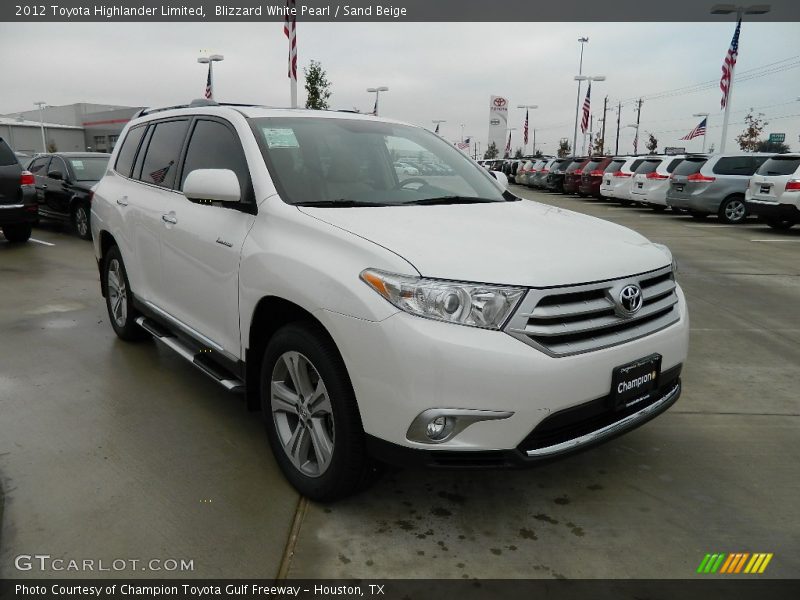 Blizzard White Pearl / Sand Beige 2012 Toyota Highlander Limited
