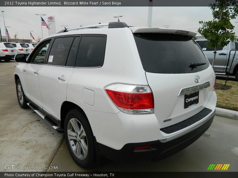 Blizzard White Pearl / Sand Beige 2012 Toyota Highlander Limited