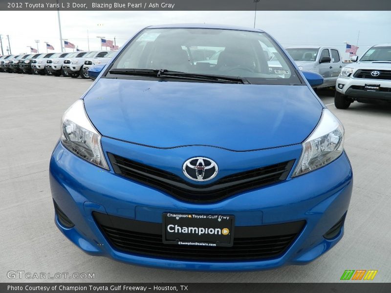 Blazing Blue Pearl / Ash Gray 2012 Toyota Yaris L 3 Door