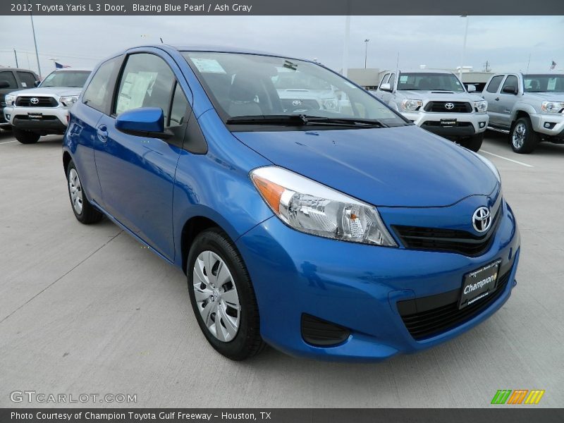 Blazing Blue Pearl / Ash Gray 2012 Toyota Yaris L 3 Door