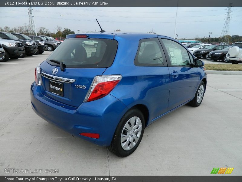 Blazing Blue Pearl / Ash Gray 2012 Toyota Yaris L 3 Door
